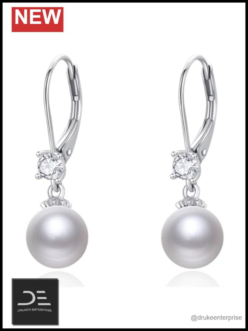 Dreamboat Pearl Dangle Drop Earrings for Women 925 Sterling Silver Black Pearl